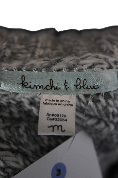 Kimchi Blue Women V-Neck Short Sleeve Pullover Sweater Gray Acrylic Size M