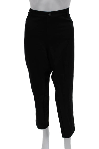 Lafayette 148 New York Womens Plus Ankle Pants Black Polyamide Button Size 18