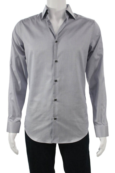 Theory Mens Collared Long Sleeve Button Down Shirt Gray Size 15