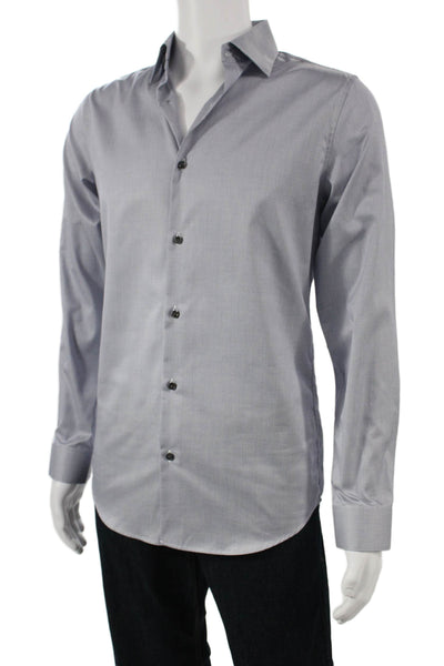 Theory Mens Collared Long Sleeve Button Down Shirt Gray Size 15