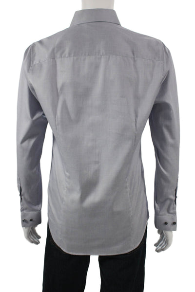 Theory Mens Collared Long Sleeve Button Down Shirt Gray Size 15