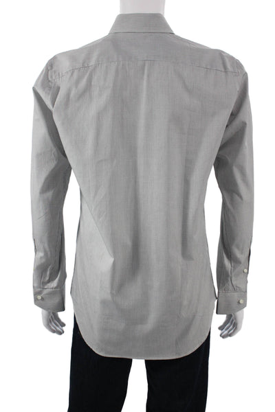 Canali Mens Cotton Collared Mini Geometric Print Button Down Gray Size 39