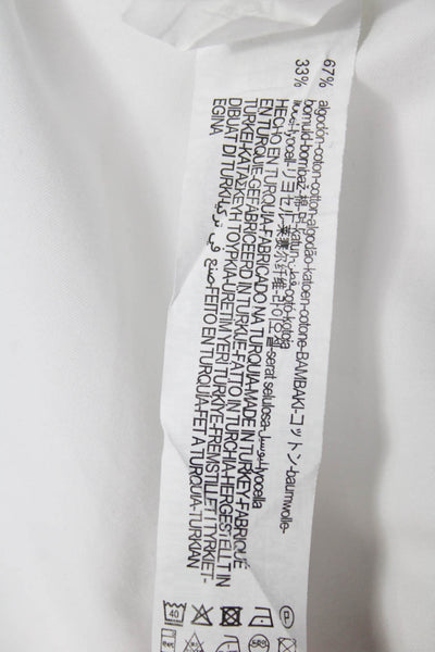 Zara Mens Cotton Collared Long Sleeve Button Down Shirt Solid White Size M