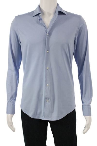 Zara Womens Collared Long Sleeve Button Down Shirt Blue Size M