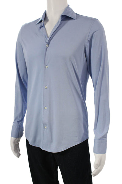 Zara Womens Collared Long Sleeve Button Down Shirt Blue Size M