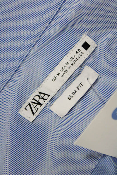 Zara Womens Collared Long Sleeve Button Down Shirt Blue Size M