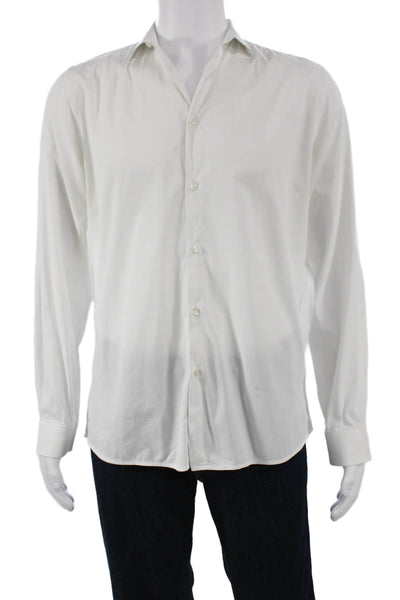 Zara Mens Cotton Collared Long Sleeve Button Down Shirt White Size M