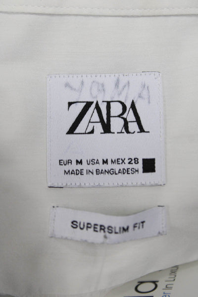 Zara Mens Cotton Collared Long Sleeve Button Down Shirt White Size M