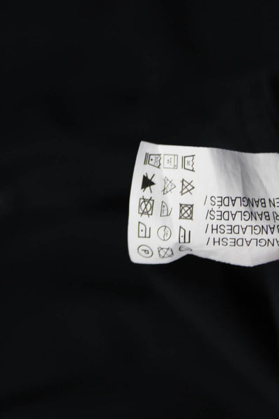 Zara Mens Cotton Collared Long Sleeve Button Down Solid Black Size M