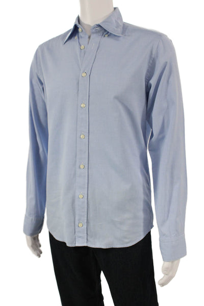 Eton Mens Cotton Collared Long Sleeve Button Down Shirt Blue Size 38