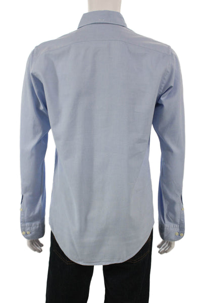 Eton Mens Cotton Collared Long Sleeve Button Down Shirt Blue Size 38