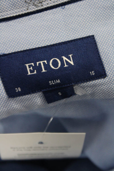 Eton Mens Cotton Collared Long Sleeve Button Down Shirt Blue Size 38