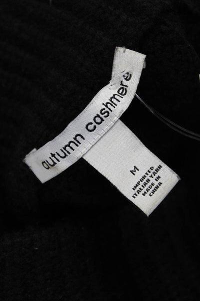 Autumn Cashmere Women Black Mock Neck Pullover Sweater Long Sleeve Size M