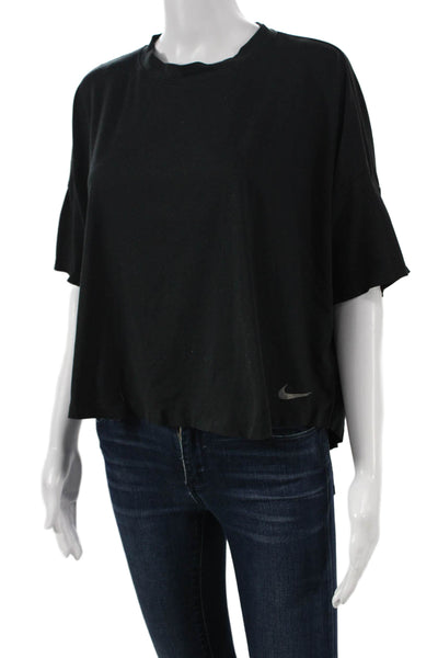 Nike Womens Basic Black Short Sleeve T-Shirt Round Neck Polyester Size M