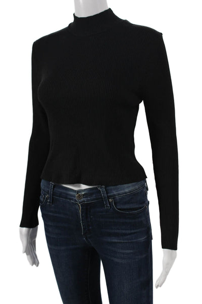 Zara Womens Basic Mock Neck Long Sleeve Black Blouse Polyamide Size L