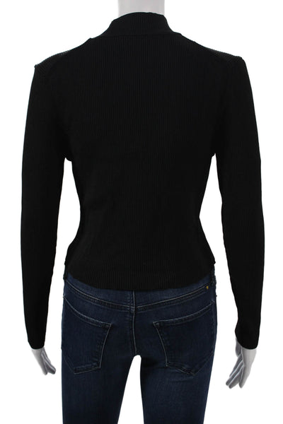 Zara Womens Basic Mock Neck Long Sleeve Black Blouse Polyamide Size L