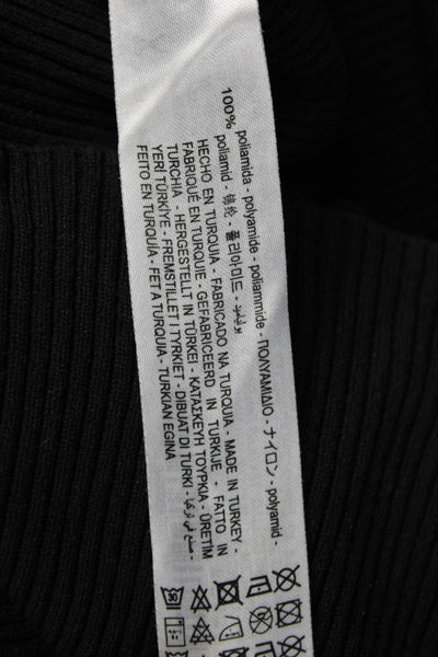 Zara Womens Basic Mock Neck Long Sleeve Black Blouse Polyamide Size L