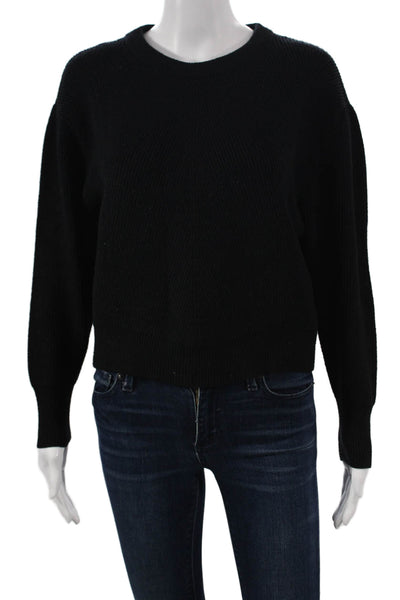 Zara Women Black Viscose Pullover Sweater Crew Neck Long Sleeve Size S