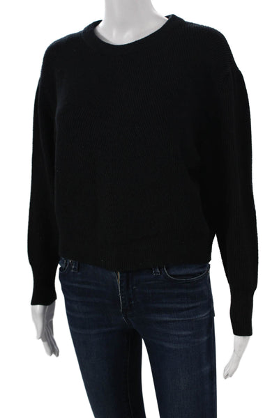 Zara Women Black Viscose Pullover Sweater Crew Neck Long Sleeve Size S