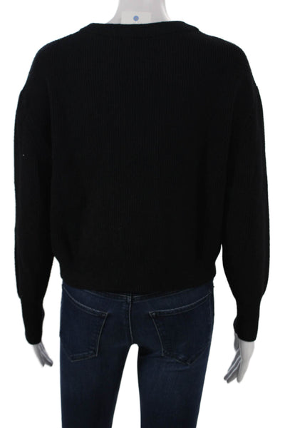 Zara Women Black Viscose Pullover Sweater Crew Neck Long Sleeve Size S