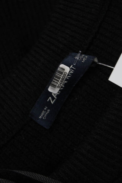 Zara Women Black Viscose Pullover Sweater Crew Neck Long Sleeve Size S