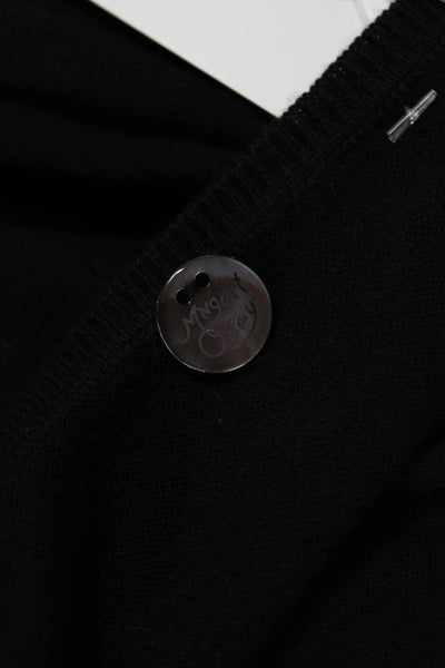 Margaret OLeary Women Cotton V-Neck Pullover Sweater Black Long Sleeve Size M
