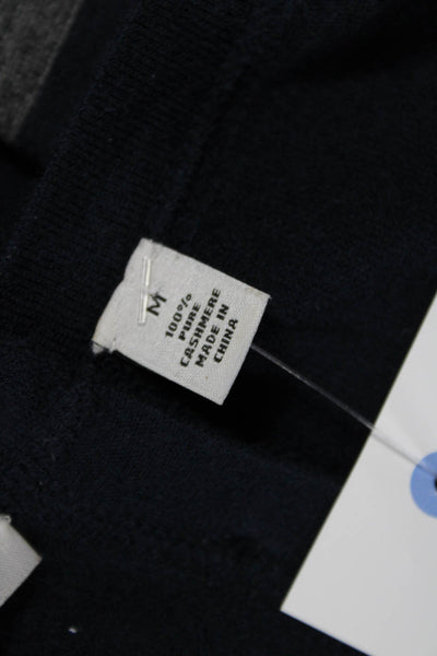 Autumn Cashmere Womens Striped Cashmere Pullover Blue 3/4 Sleeve Size M