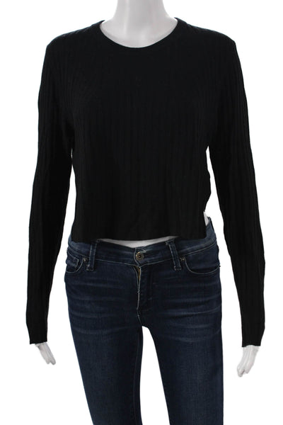 Babaton Womens Black Wool Crew Neck Pullover Sweater Long Sleeve Size L