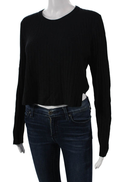 Babaton Womens Black Wool Crew Neck Pullover Sweater Long Sleeve Size L
