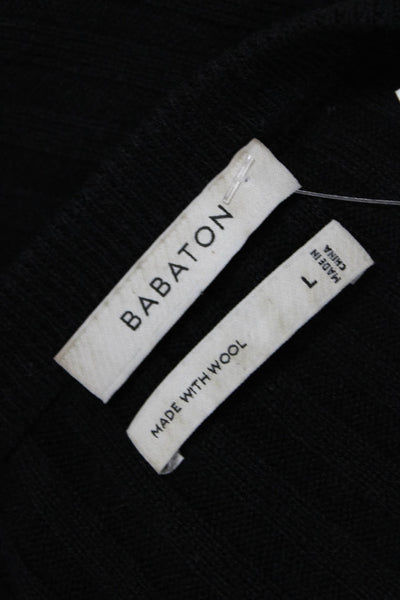 Babaton Womens Black Wool Crew Neck Pullover Sweater Long Sleeve Size L