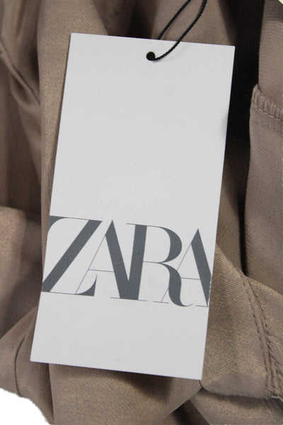 Zara Womens Cropped Collared Viscose Button Long Sleeve Blouse Size XL