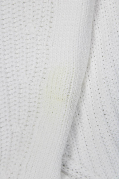 525 Womens Cotton V-Neck Cardigan White Long Sleeve Size M