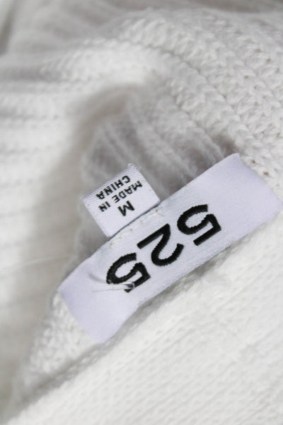 525 Womens Cotton V-Neck Cardigan White Long Sleeve Size M