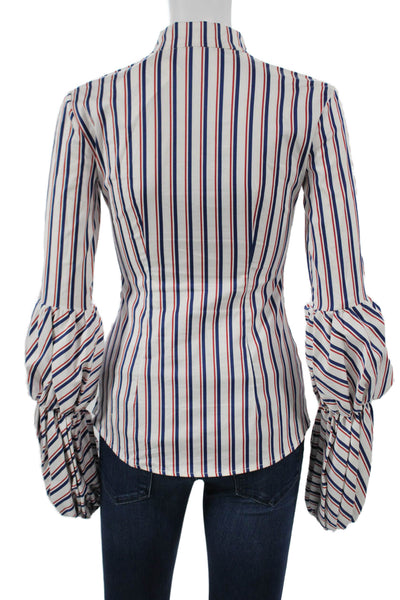 Caroline Constas Women Collared Striped Blouse Long Sleeve Multicolor Size XS