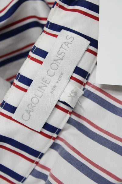 Caroline Constas Women Collared Striped Blouse Long Sleeve Multicolor Size XS