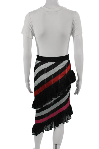 Marco De Vincenzo Womens Striped Black Acetate Midi Skirt Zip Size 40