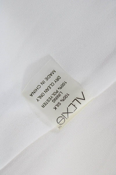 Alexis Womens Shift Dress Ivory Silk 3/4 Sleeve Round Neck Button Size XS