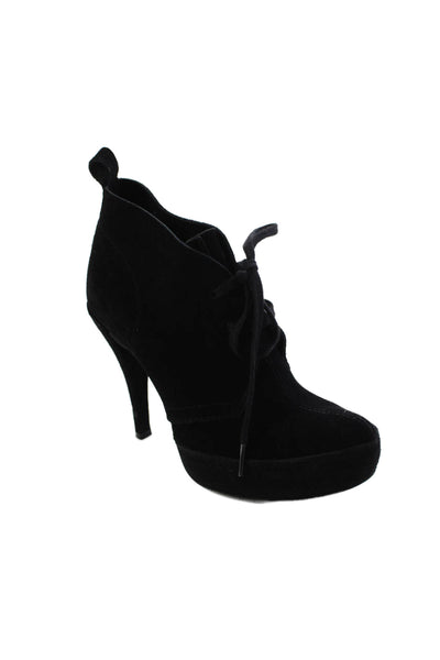 Pedro Garcia Womens Suede Platform Lace Up Ankle Boots Black Size 39 9