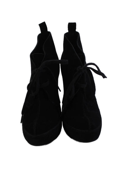 Pedro Garcia Womens Suede Platform Lace Up Ankle Boots Black Size 39 9