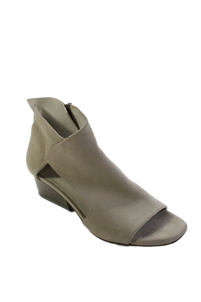 Coclico Womens Suede Open Toe Zip Block Heels Shoes Gray Size 8