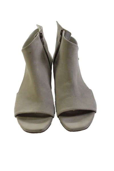 Coclico Womens Suede Open Toe Zip Block Heels Shoes Gray Size 8