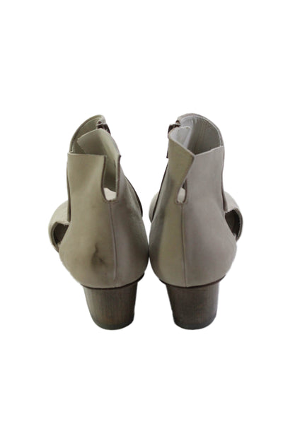 Coclico Womens Suede Open Toe Zip Block Heels Shoes Gray Size 8