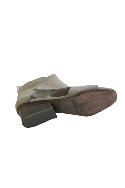 Coclico Womens Suede Open Toe Zip Block Heels Shoes Gray Size 8