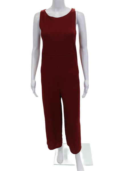 Zara Women Red Sleeveless Jumpsuit Round Neck Zip Polyester Size S