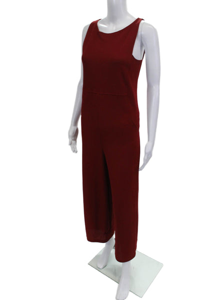 Zara Women Red Sleeveless Jumpsuit Round Neck Zip Polyester Size S