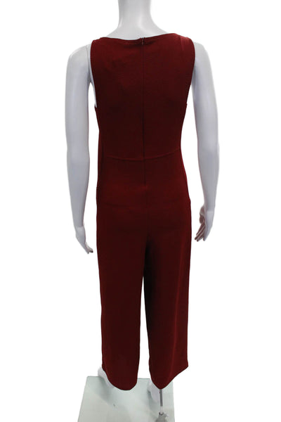 Zara Women Red Sleeveless Jumpsuit Round Neck Zip Polyester Size S