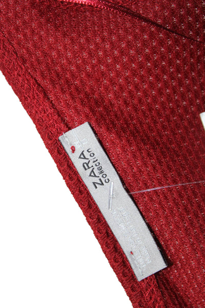Zara Women Red Sleeveless Jumpsuit Round Neck Zip Polyester Size S