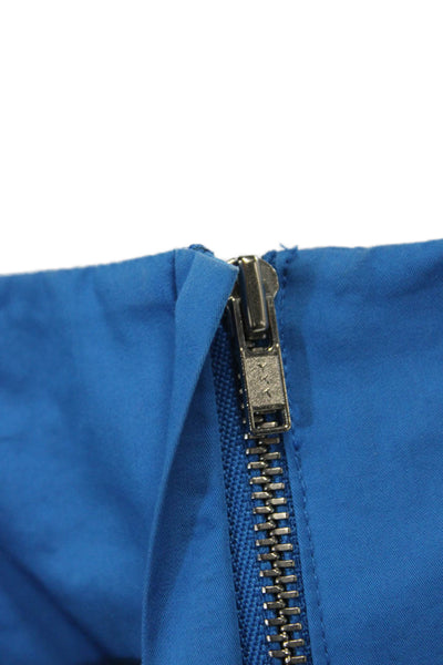 J Crew Women Shift Dress Blue Cotton Short Sleeve Boat Neck Knee Length Size 4P