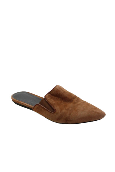Jenni Kayne Womens Suede Pointed Toe Flats Mules Shoes Brown Size 7.5