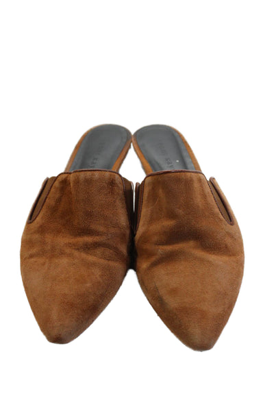 Jenni Kayne Womens Suede Pointed Toe Flats Mules Shoes Brown Size 7.5